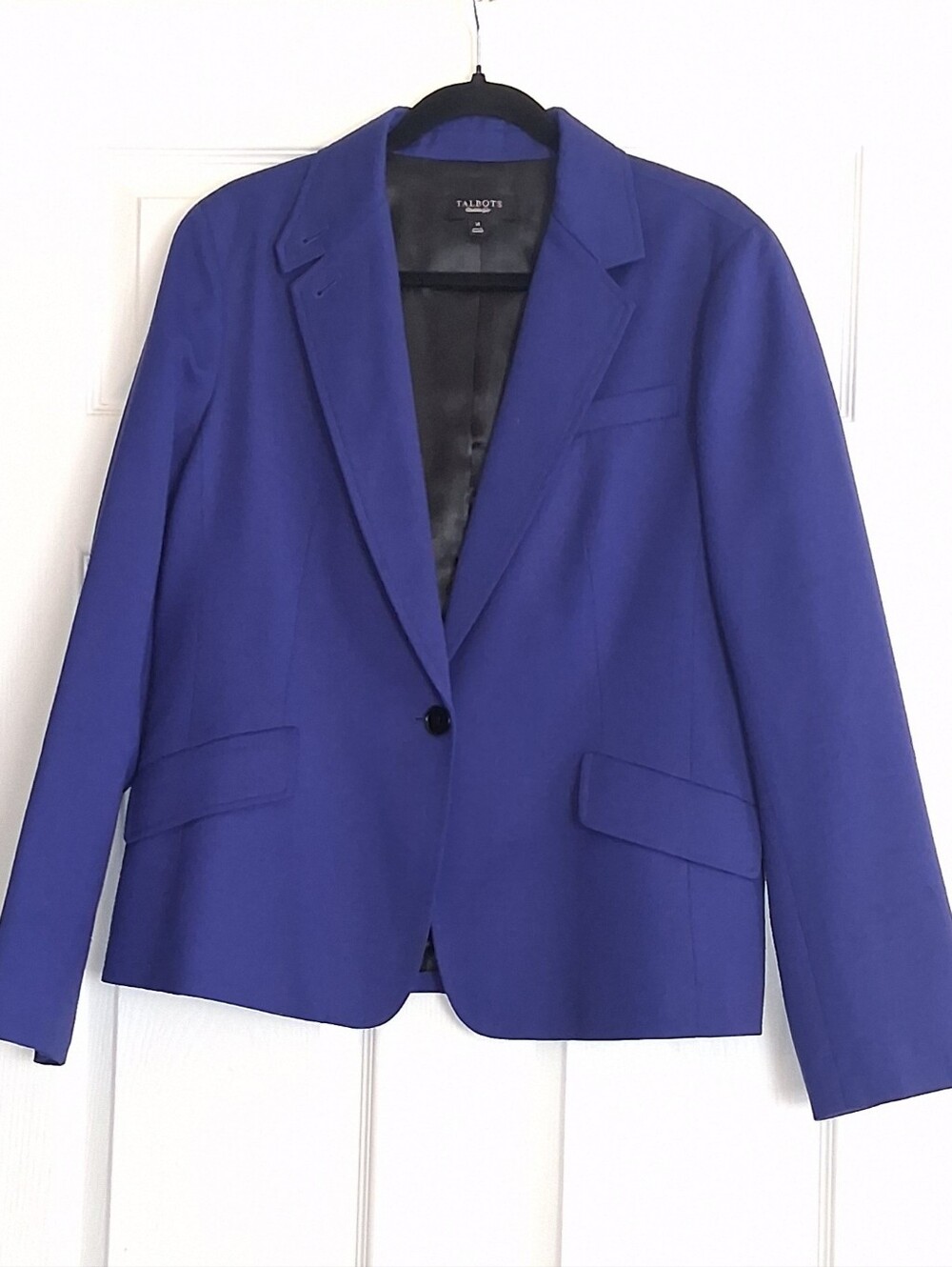 Talbots Purple Wool Blend Single Button Lined Blazer